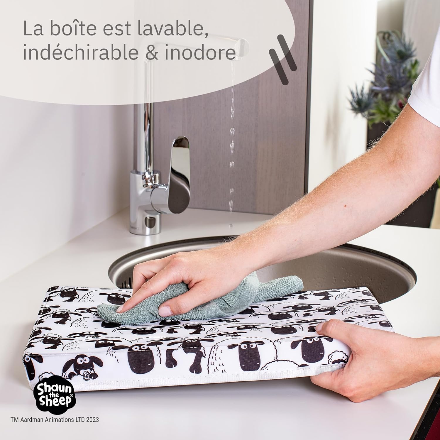 Boîte de rangement avec couvercle fond blanc Lifeney Shaun le mouton Fackelmann - Mathon - 4