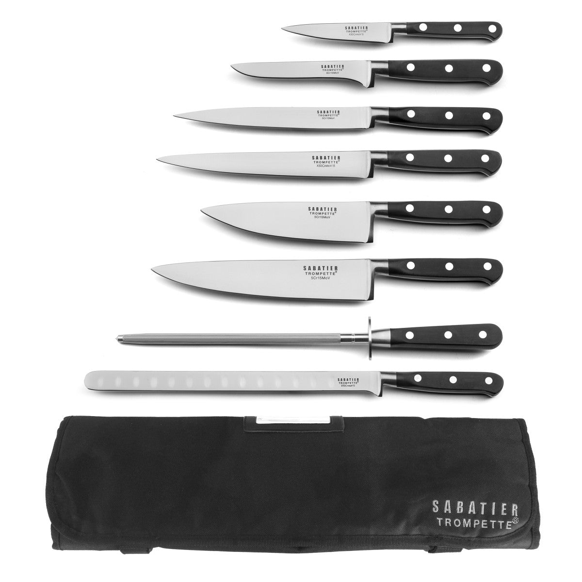 Origin - Trousse souple avec 8 couteaux de cuisine Sabatier Trompette - Mathon - 1