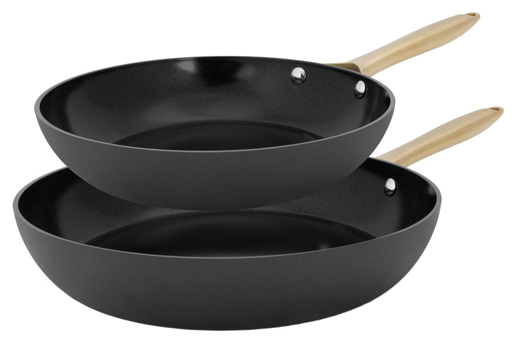 Lot de 2 Poêles en aluminium recyclé anti-adhésives, Elégance, Noir, D24+28 cm Cosy & Trendy - Mathon - 2