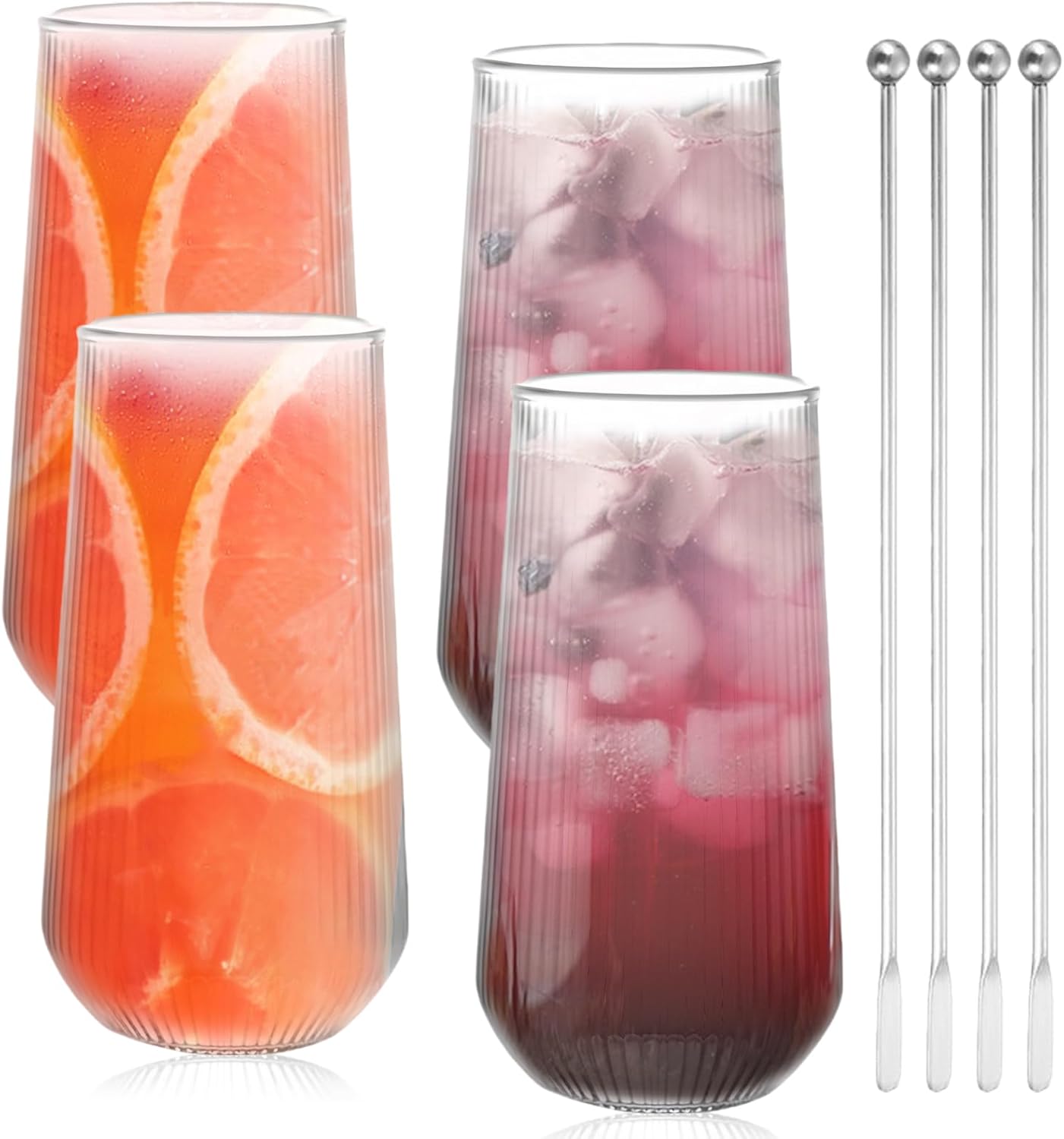 Set de 4 Verres à Latte Macchiato 500ml avec Agitateurs Vendos85 - Mathon