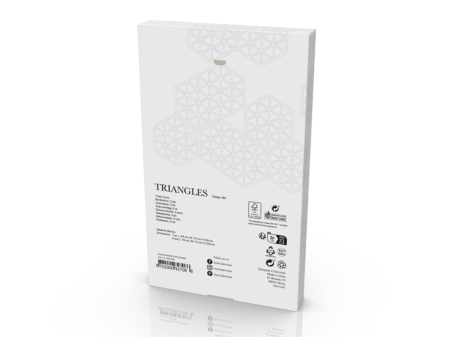 Set de 3 dessous-de-plat TRIANGLE en silicone Kaki/Sable chaud/Indigo Zone Denmark - Mathon - 5