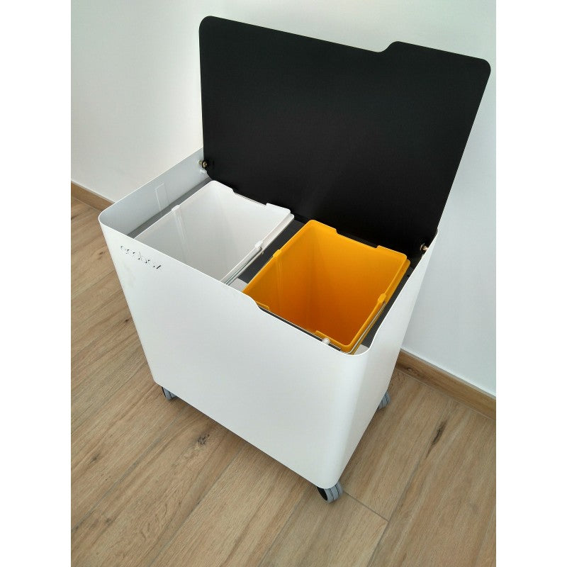 Poubelle pour tri sélectif modulable, fermeture douce, 40 litres, ecobox-top Don Hierro - Mathon - 6