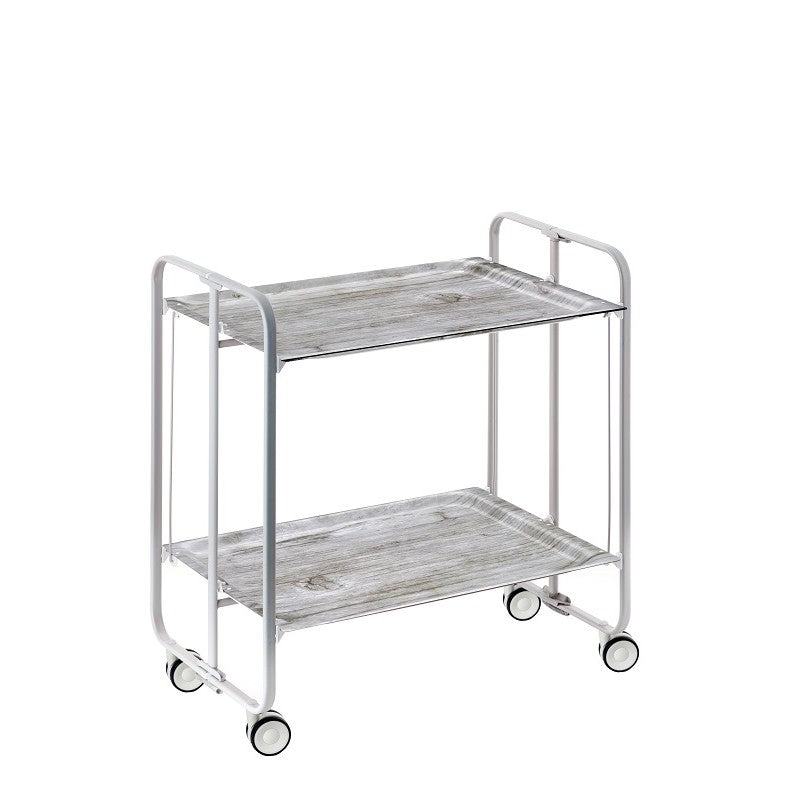 Desserte pliante 2 niveaux avec roulettes – structure gris aluminium, bauhaus Don Hierro - Mathon - 1