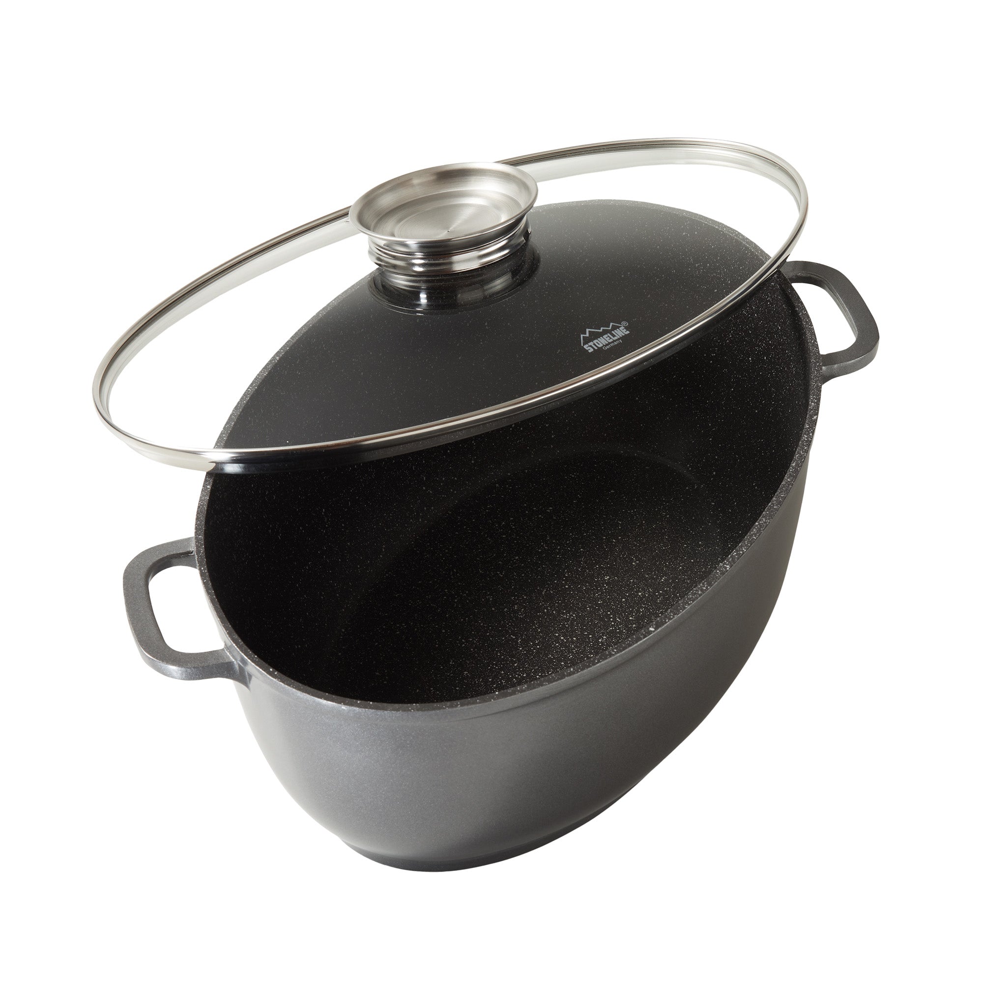 Rôtissoire Gourmet 39 x 26 cm, avec couvercle en verre arômatiseur Stoneline - Mathon - 1