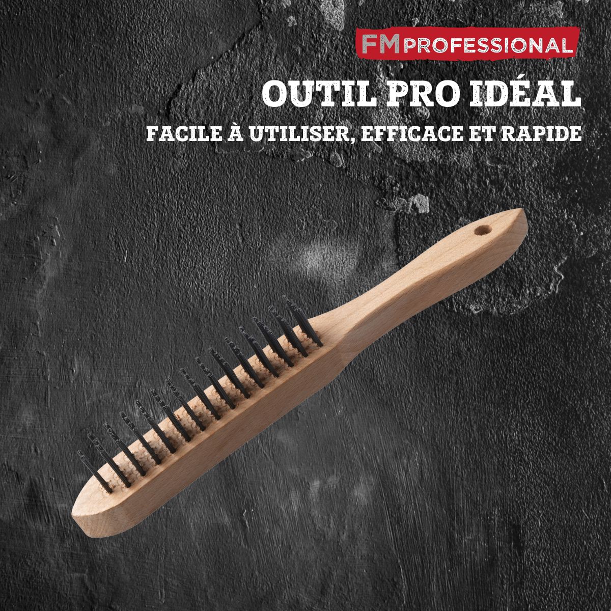 Brosse à nettoyer le barbecue 28 cm bois et acier FM Professional - Mathon - 6