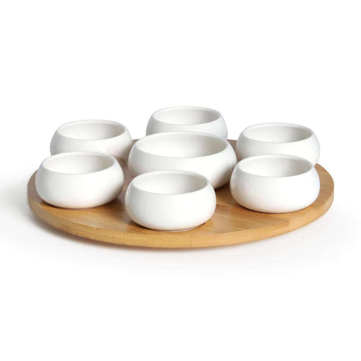 Tapas - Set 7 coupelles apéritives en céramique avec plateau en bambou tournant Médard de Noblat - Mathon - 1
