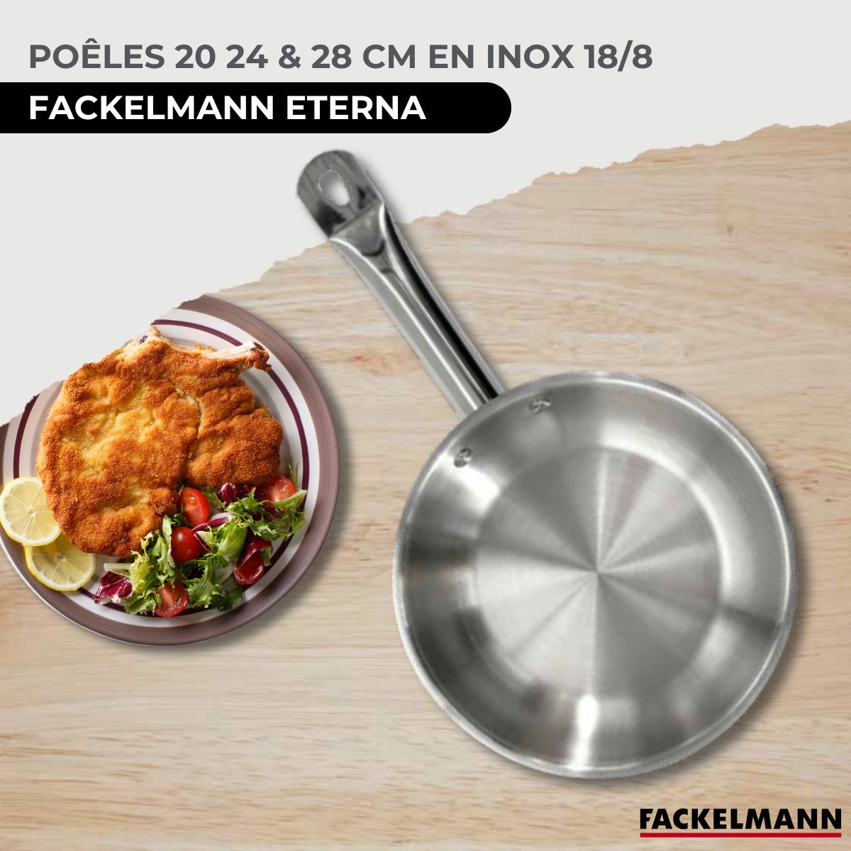 Set de 3 poêles 20 24 et 28 cm en inox  Eterna Fackelmann - Mathon - 2
