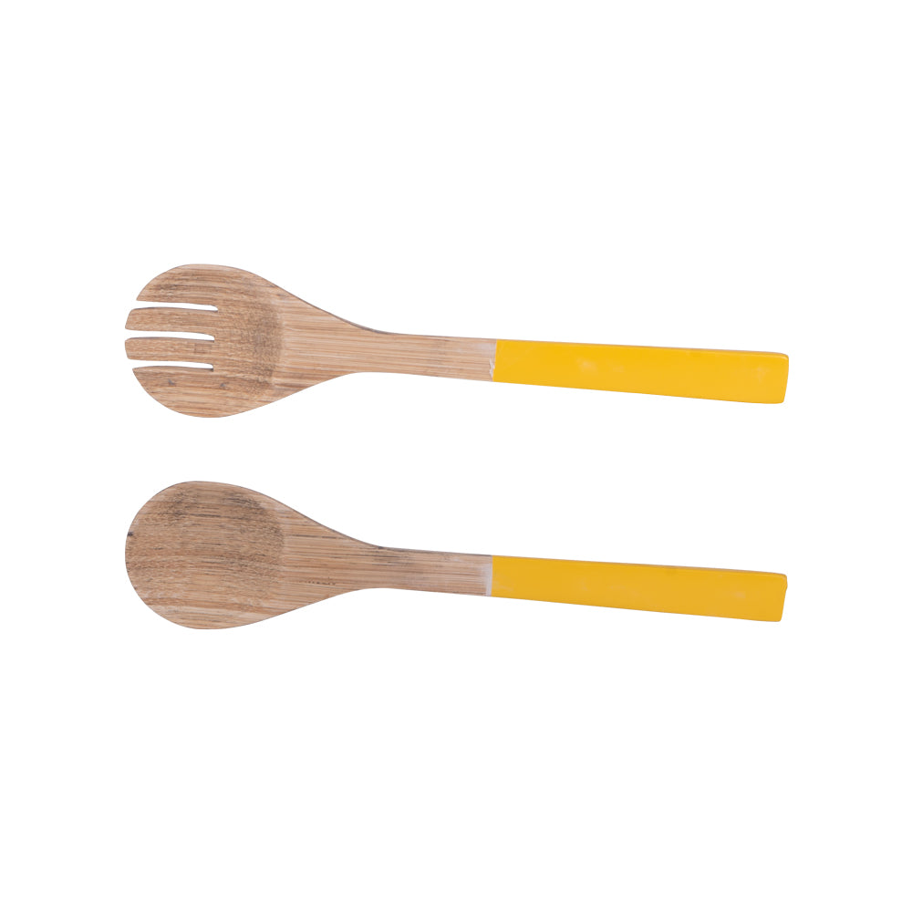 Couvert à salade Bambou jaune 27,5 cm Table passion - Mathon
