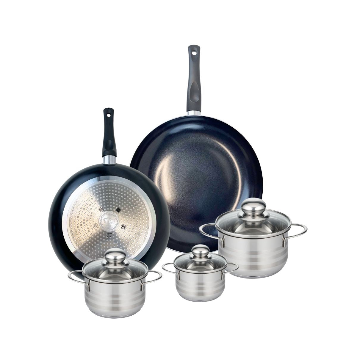 Ensemble de 2 Poêles de cuisson 28 et 32 cm et 3 faitouts 12, 14 et 16 cm  Prima Brillant Elo - Mathon - 1