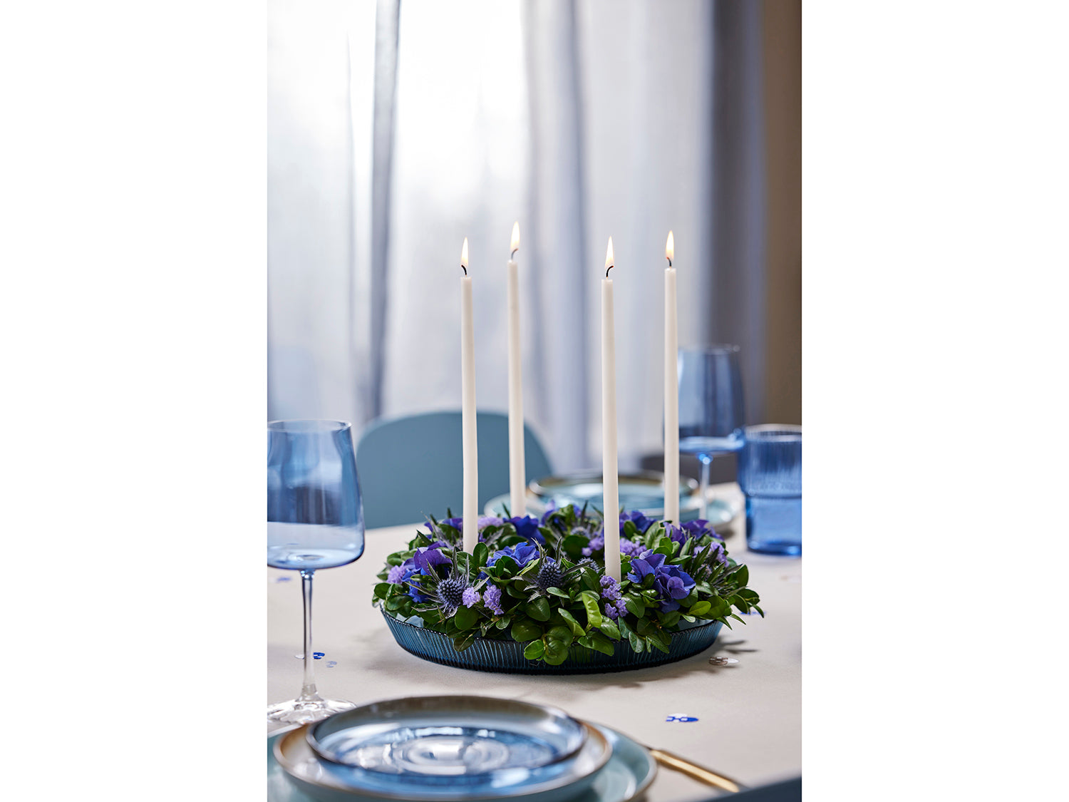 Plat de service rond KUSINTHA en verre Bleu Bitz - Mathon - 7