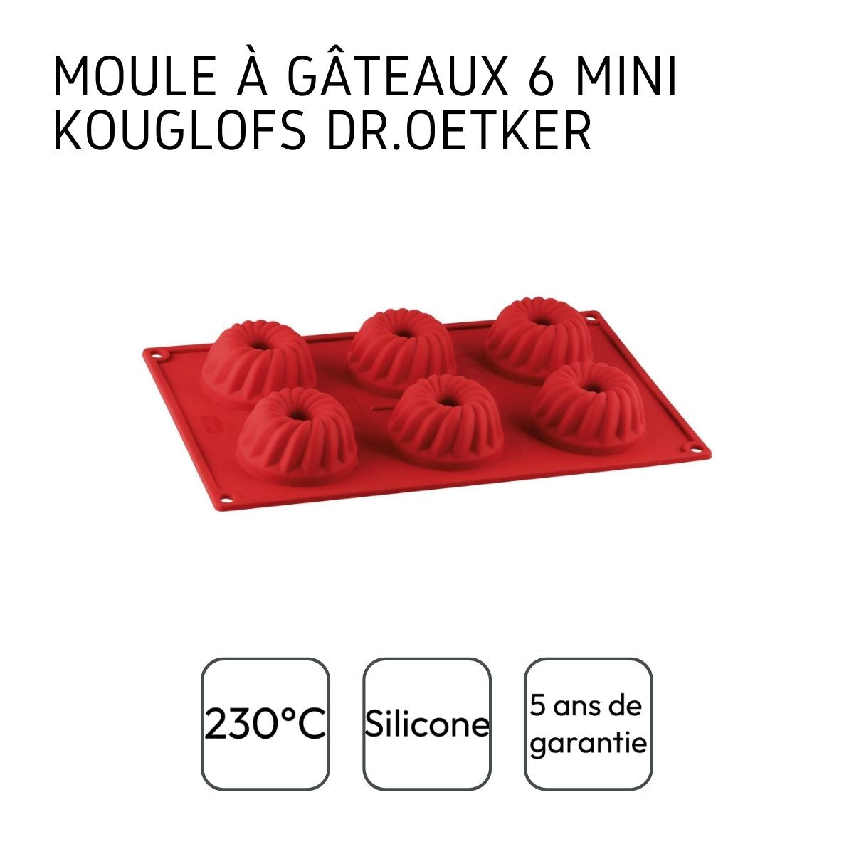 Lot de 2 moules à kougelhofs 6 empreintes 30 x 18 cm  Flexxibel Love Dr. Oetker - Mathon - 5