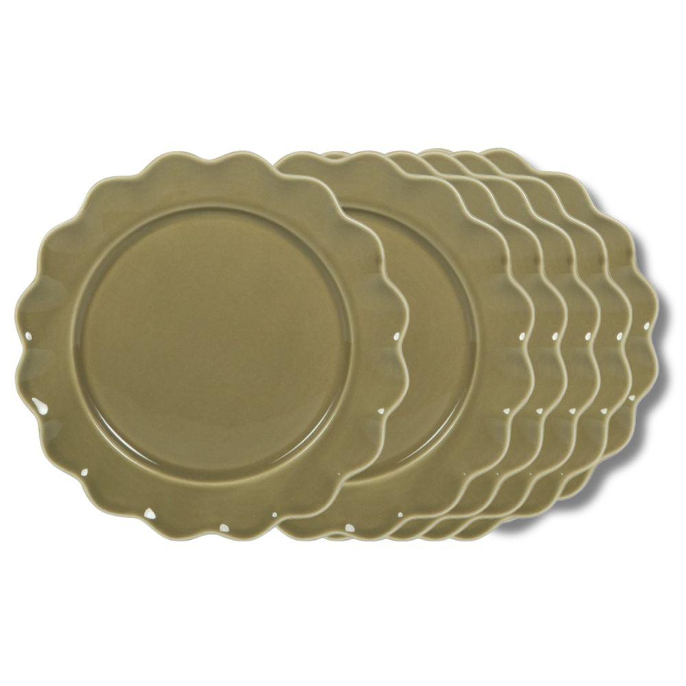 Assiette à dessert verte Agra 21 cm (lot de 6) Table passion - Mathon - 1