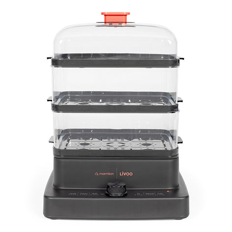 Cuiseur vapeur noir 12L 1200W DOC300 Livoo - Mathon - 1