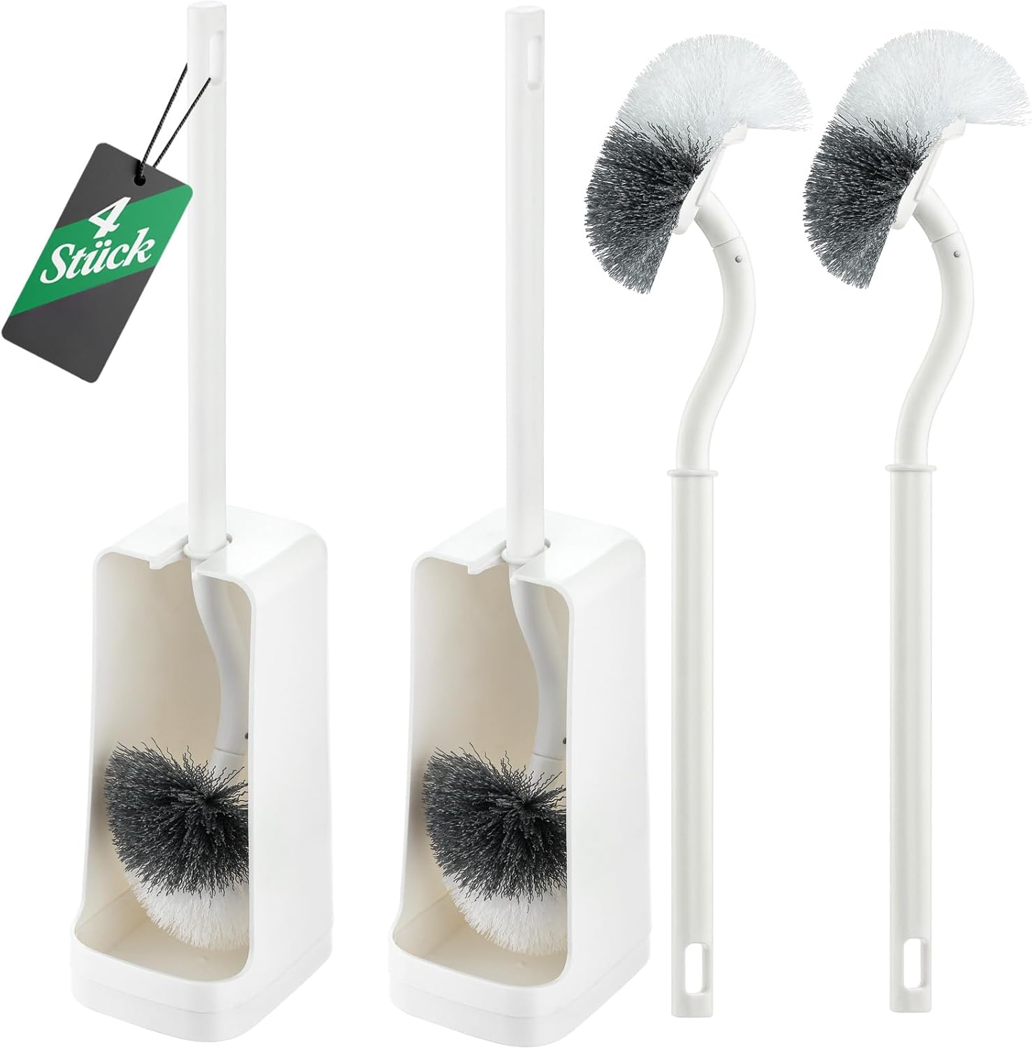 Lot de 4 Brosses WC en Silicone + 2 Supports Blancs – Nettoyage Précis et Hygiénique Vendos85 - Mathon