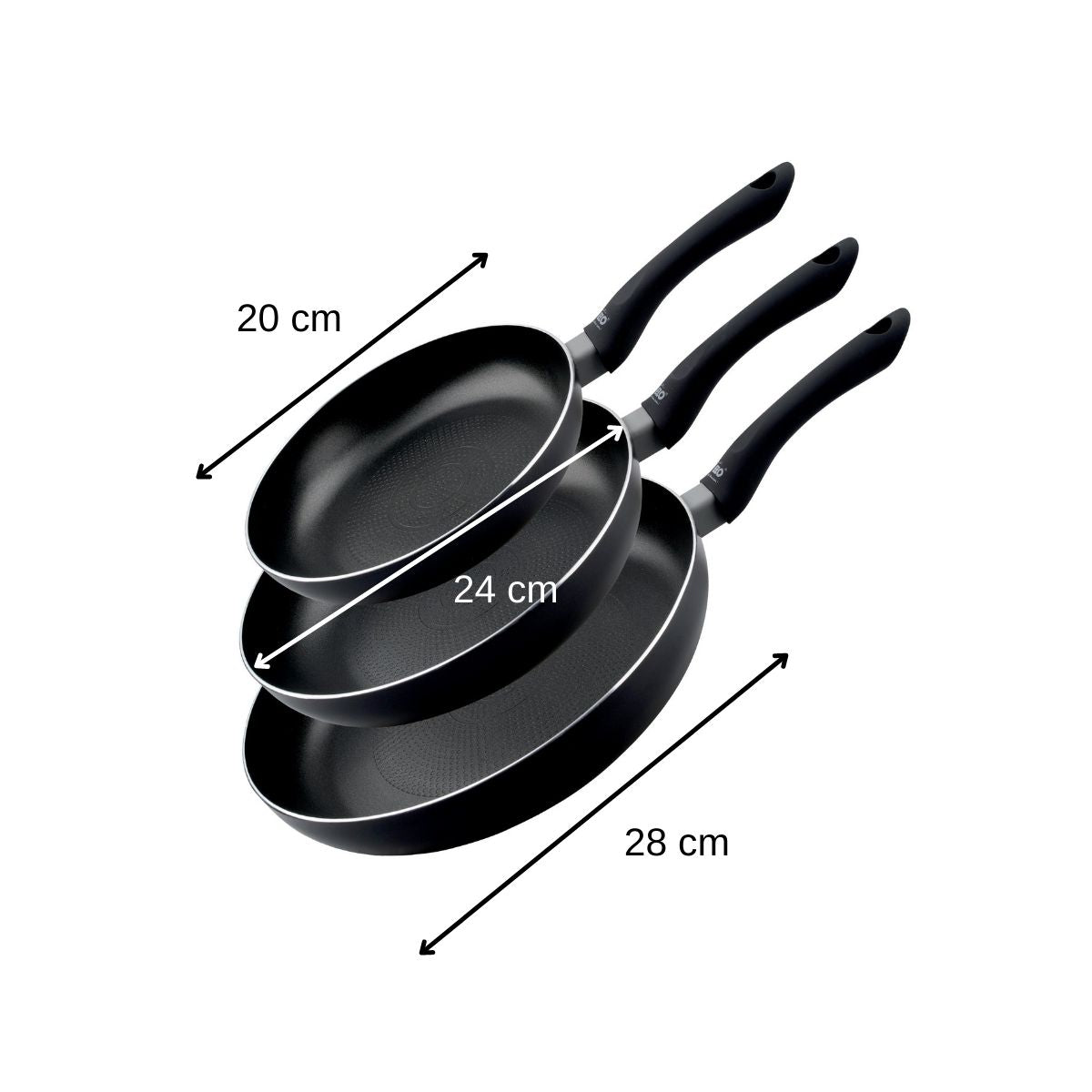 Set de 3 poêles à frire 20 cm 24 cm et 28 cm fond en nid d