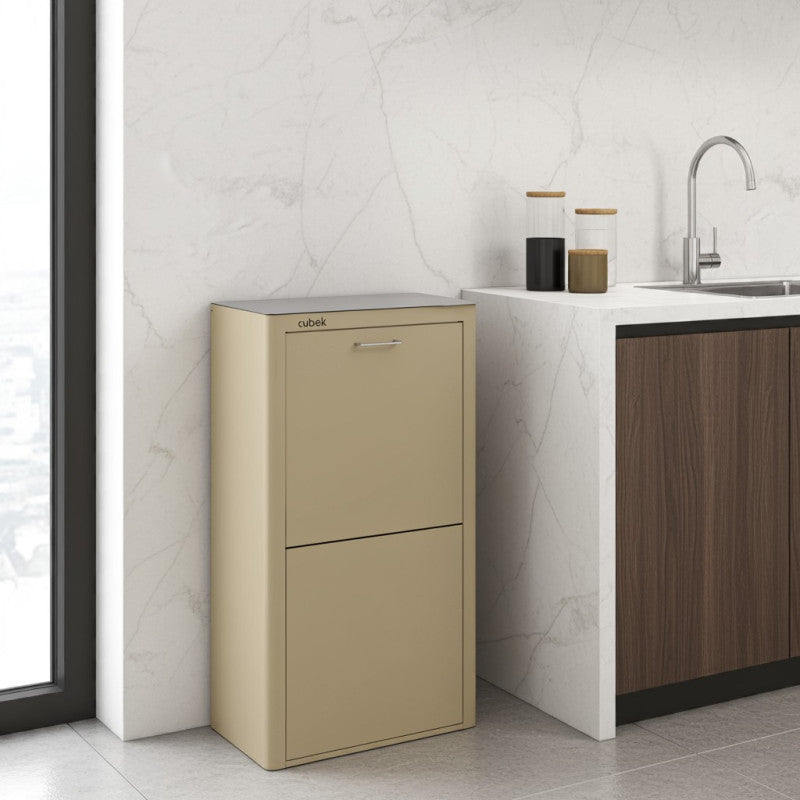 Poubelle cuisine de tri sélectif CUBEK, 4 compartiments de 20 litres, Couleur Sable Don Hierro - Mathon - 7