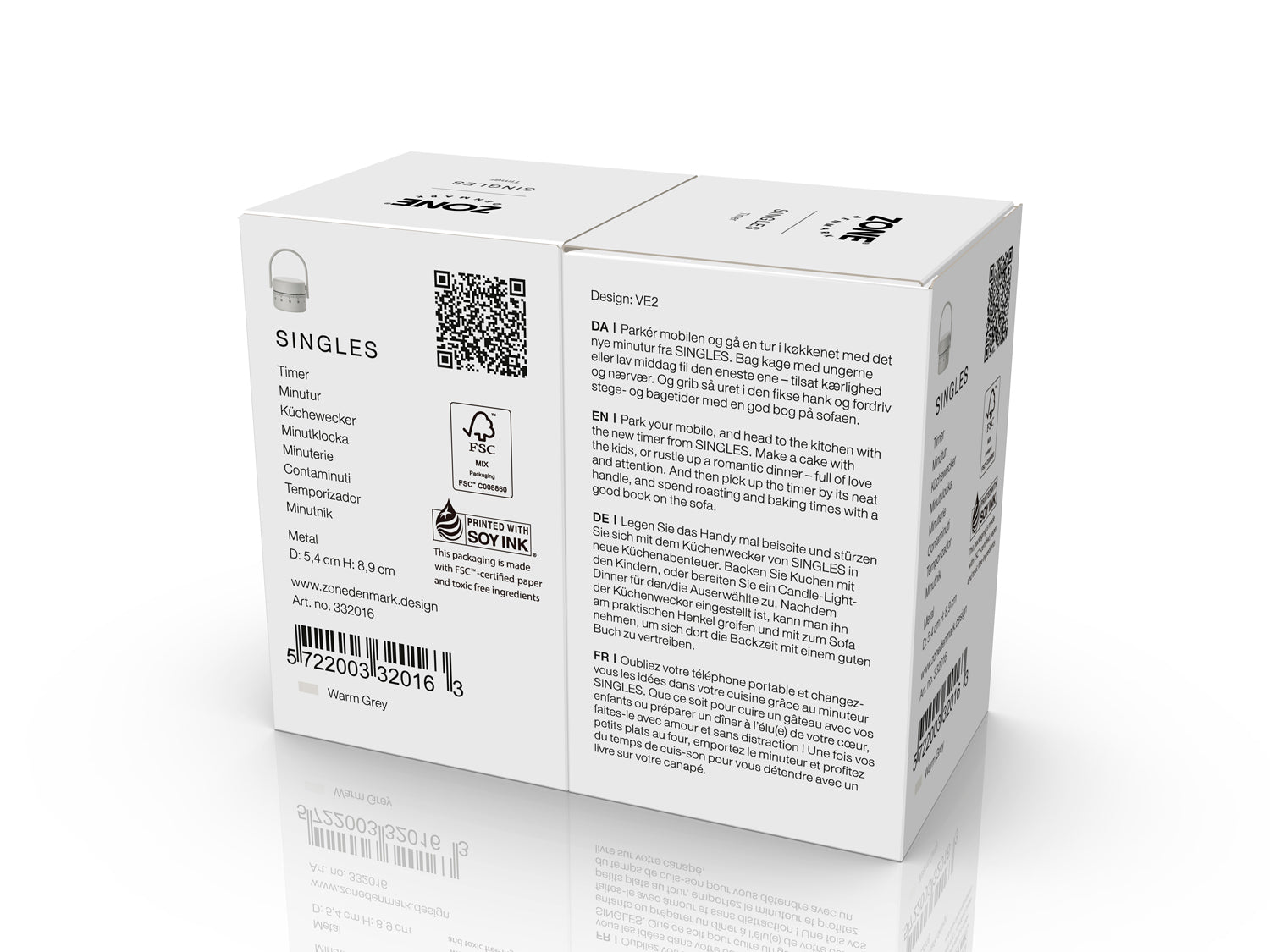 Minuteur SINGLES en acier thermolaqué Gris chaud Zone Denmark - Mathon - 5