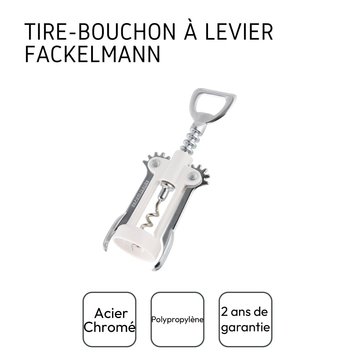 Tire-bouchon à levier blanc avec décapsuleur  Bar Concept Fackelmann - Mathon - 4