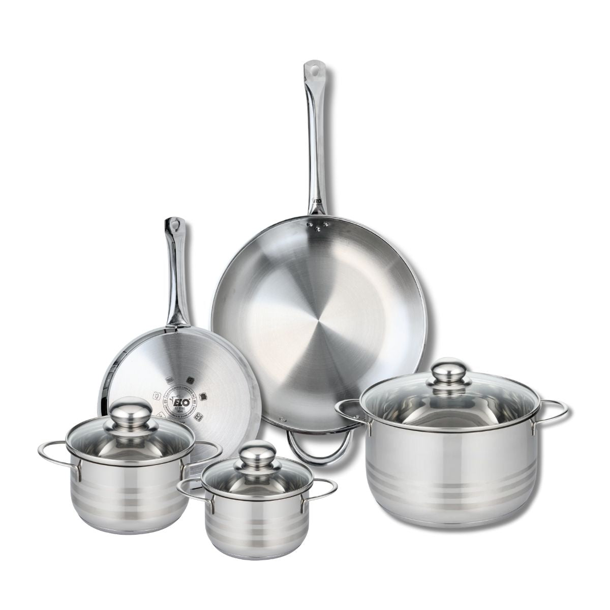 Ensemble de 2 Poêles de cuisson 24 et 32 cm et 3 faitouts 14, 16 et 24 cm  Profi Brillant Elo - Mathon - 1