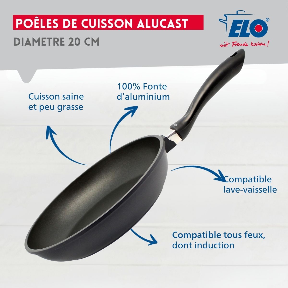 Poêle à frire 20 cm sans PFAS  Alucast Elo - Mathon - 2