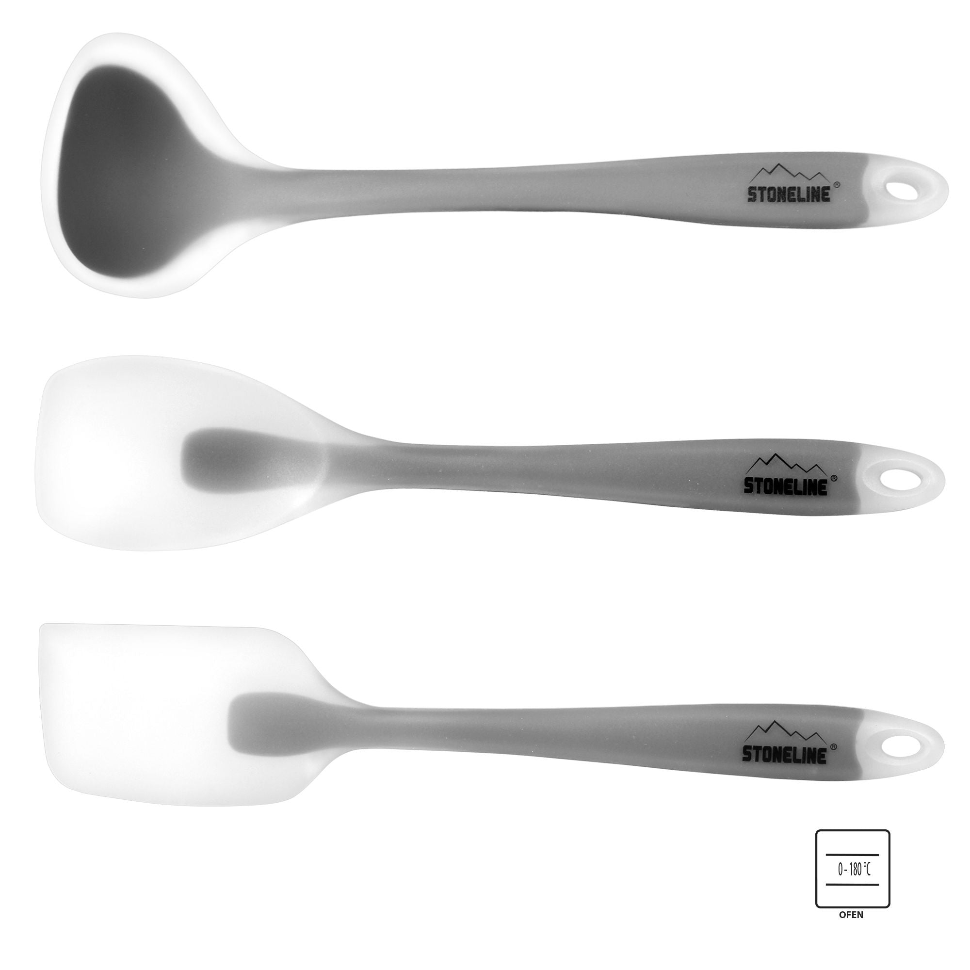 Lot de 3 ustensiles de cuisine, 1 spatule, 1 cuillère et 1 louche Stoneline - Mathon - 3