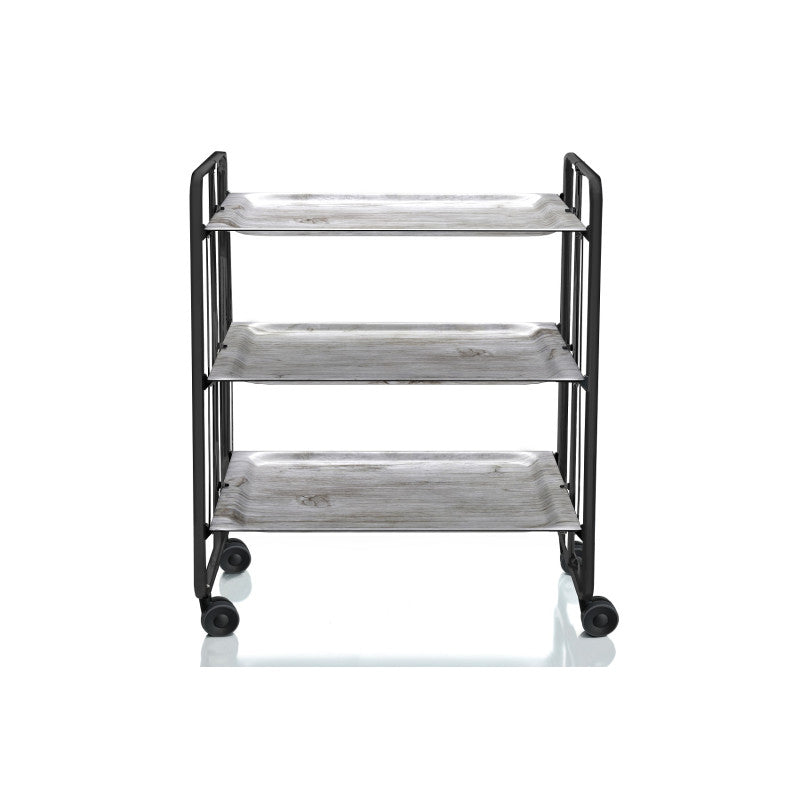 Desserte pliante 3 niveaux avec roulettes – structure noire, bauhaus Don Hierro - Mathon - 1