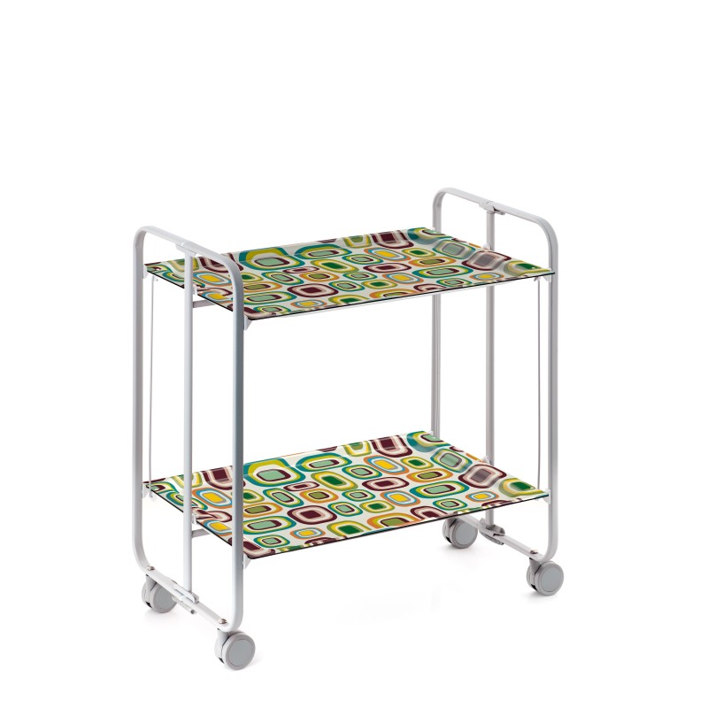 Desserte pliante 2 niveaux avec roulettes – structure gris aluminium, bauhaus Don Hierro - Mathon - 1