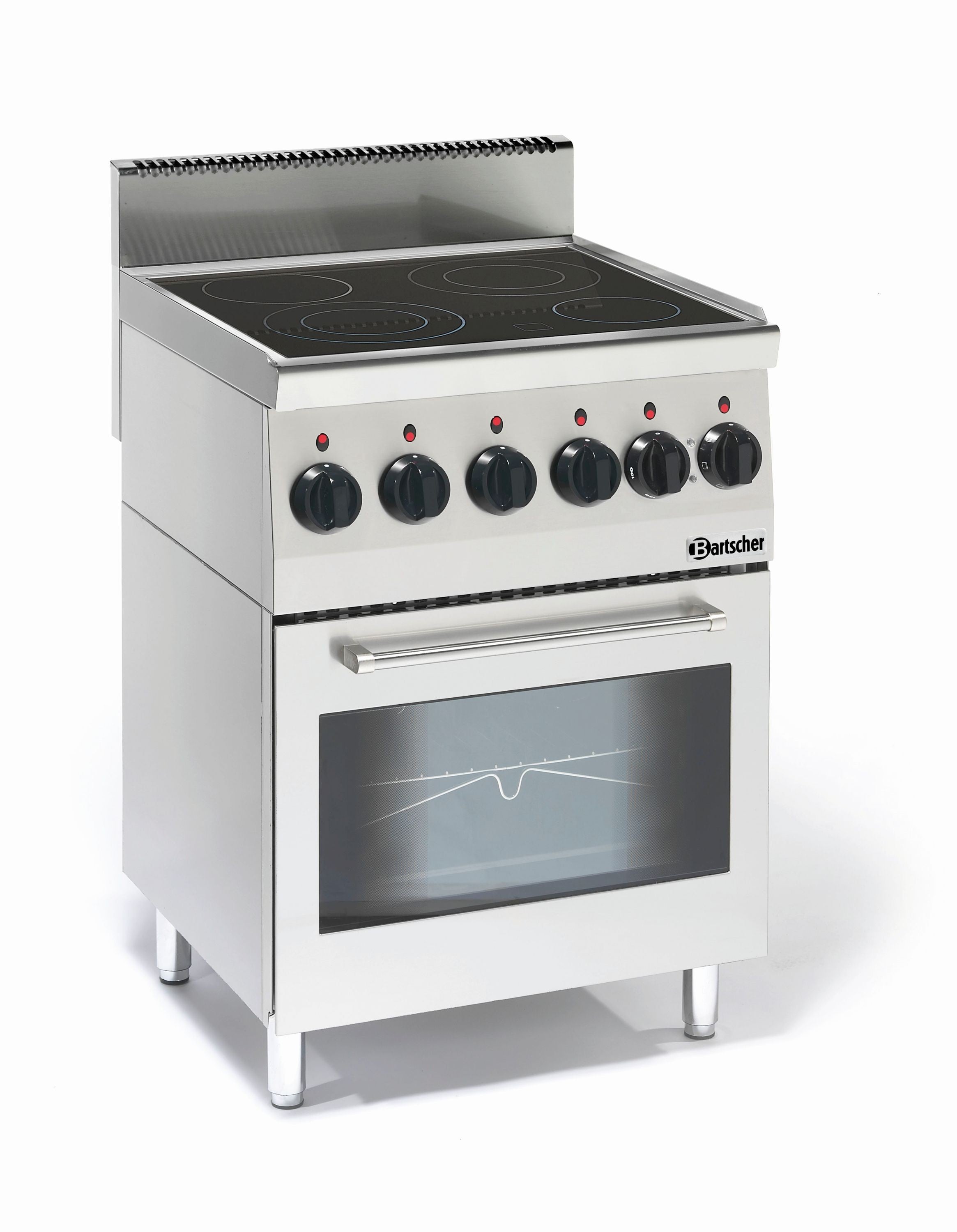 Fourneau vitrocéramique 4 zones radiantes 10,2 kW avec four électrique 2,2 kW - Bartscher - Mathon