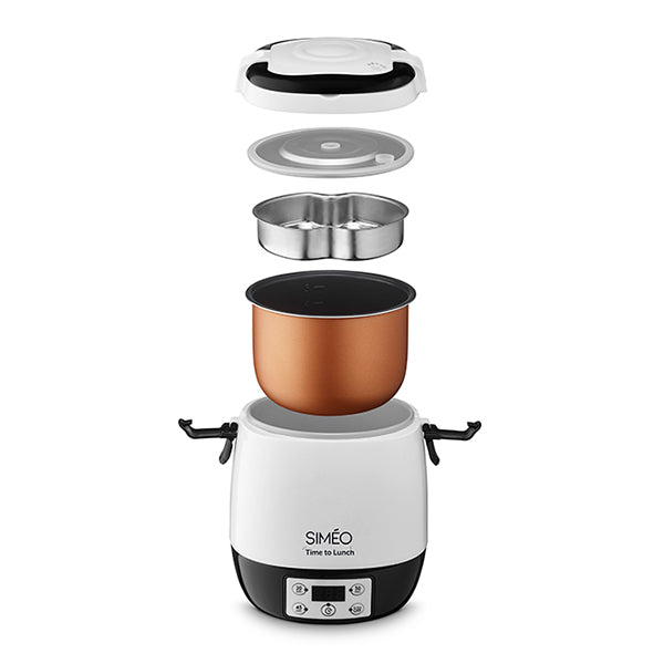 Lunch box électrique programmable 1,5 L 300 W blanc et noir Simeo - Mathon - 2