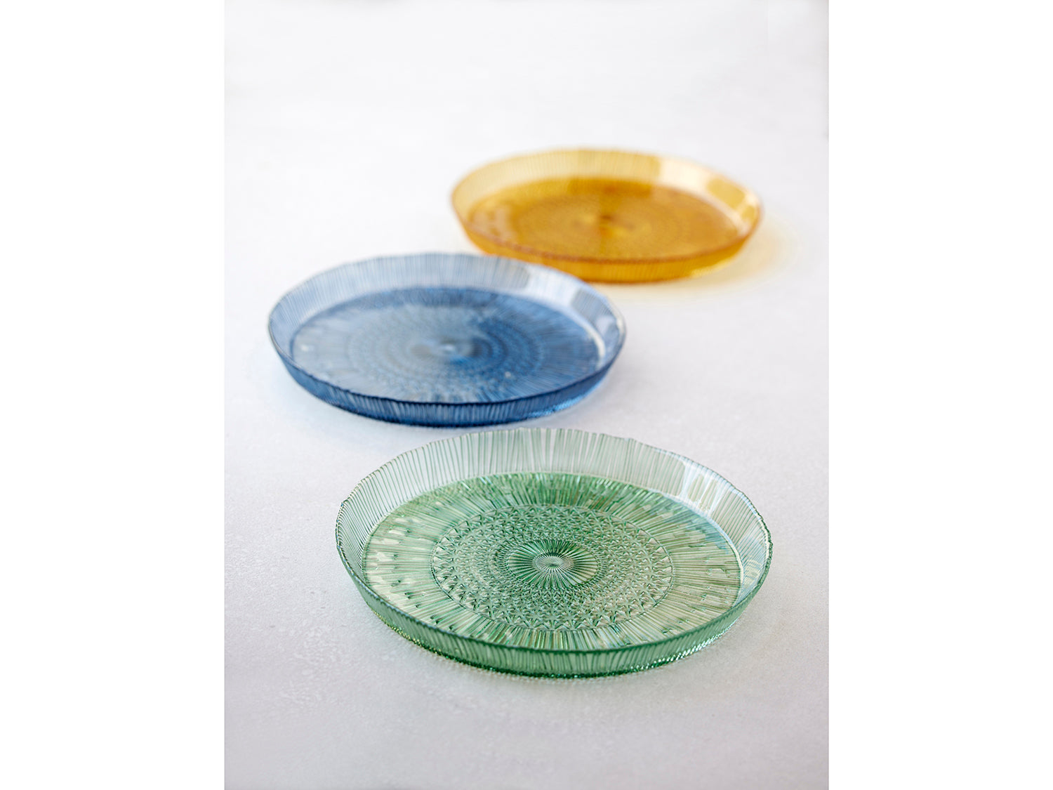 Plat de service rond KUSINTHA en verre Bleu Bitz - Mathon - 8