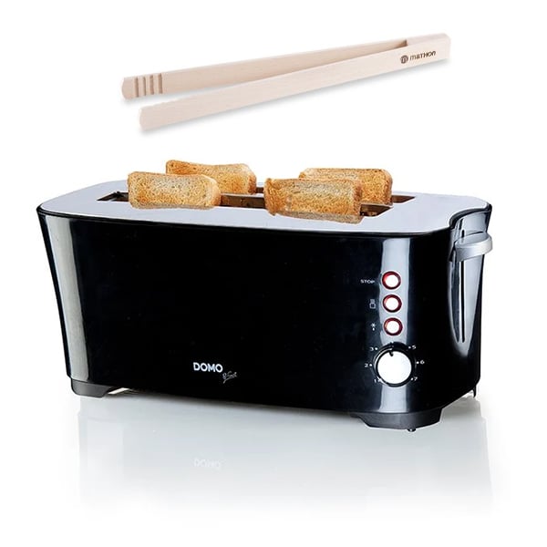 Lot grille-pain cool touch 2 tranches et pince à toast en bois - Mathon - 1