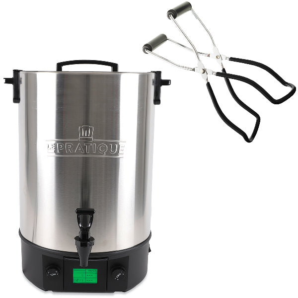 Lot stérilisateur en inox électrique 30 L automatique 2200 W et pince à bocal noire - Mathon - 1