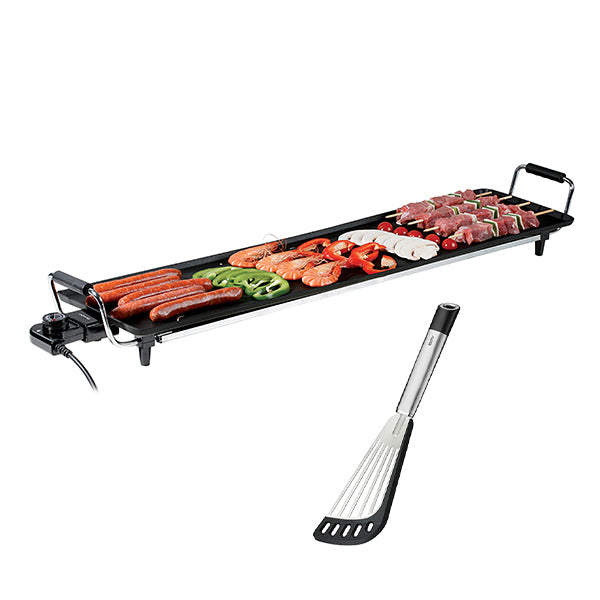 Lot plancha Teppan Yaki 90 cm DOM231 Livoo et spatule coudée Primeline Gefu - Mathon - 1