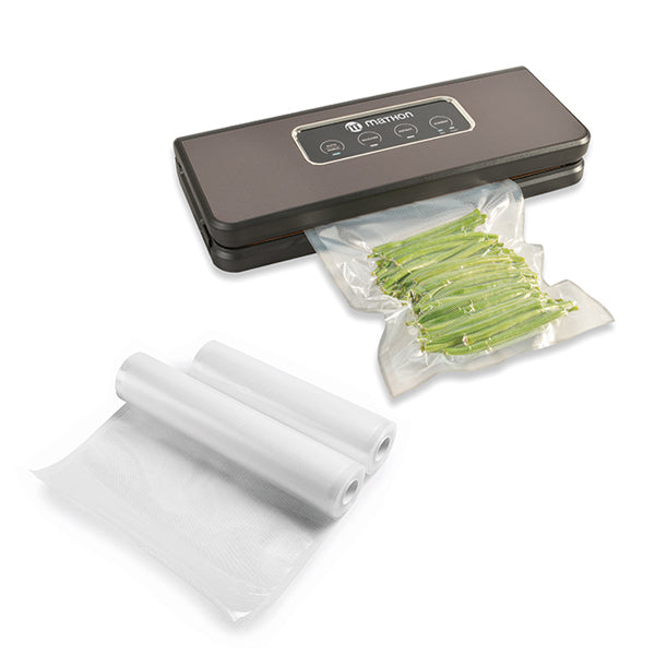 Lot appareil à emballer sous vide inox brossé KCPSV60S et 2 rouleaux de sachets à découper - Mathon - 1