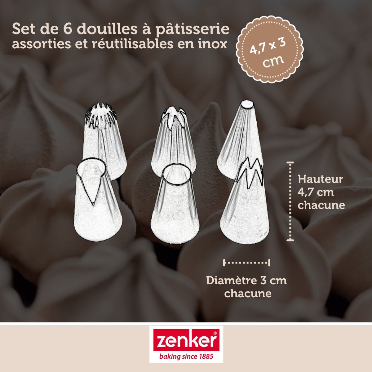 Lot de 6 douilles à pâtisserie en inox grand modèle Zenker Smart Pastry Zenker - Mathon - 3