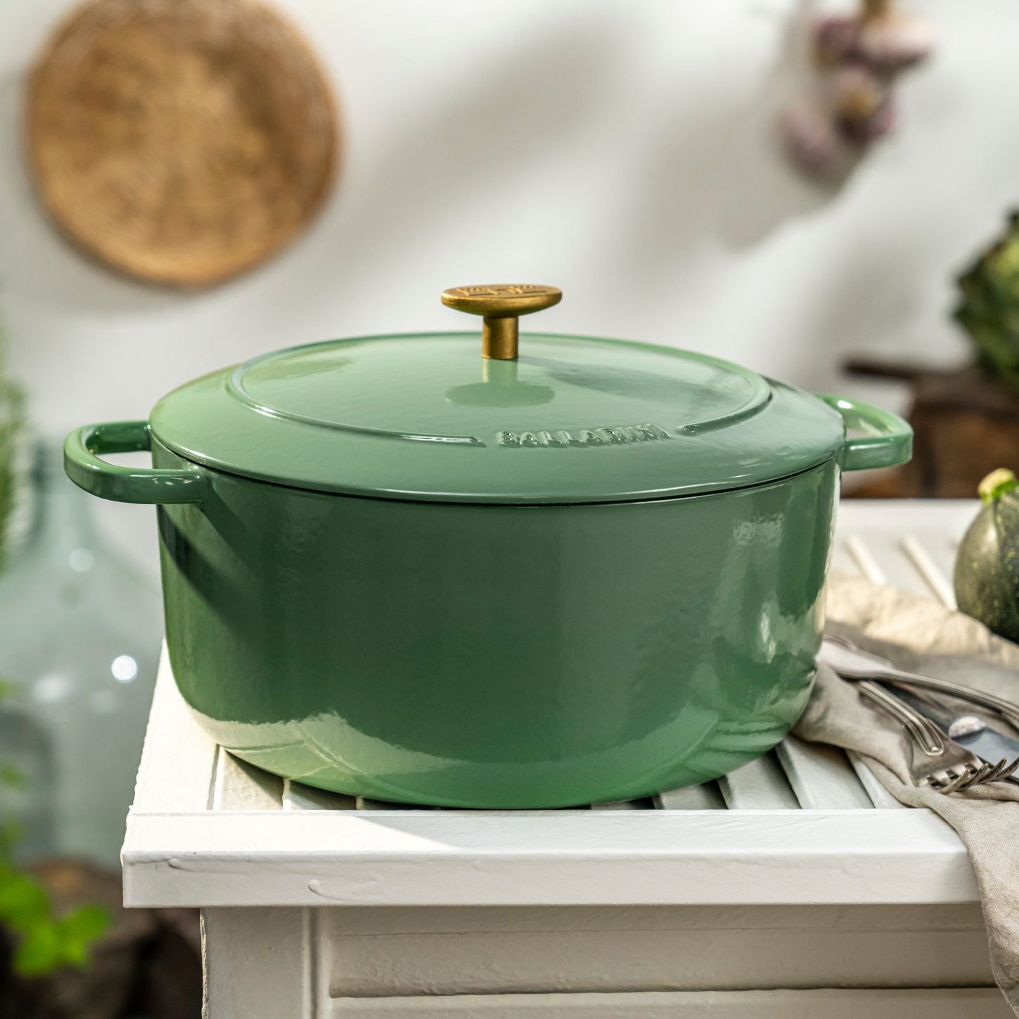 Cocotte 28 cm, Rond(e), Vert, Fonte Ballarini - Mathon - 2