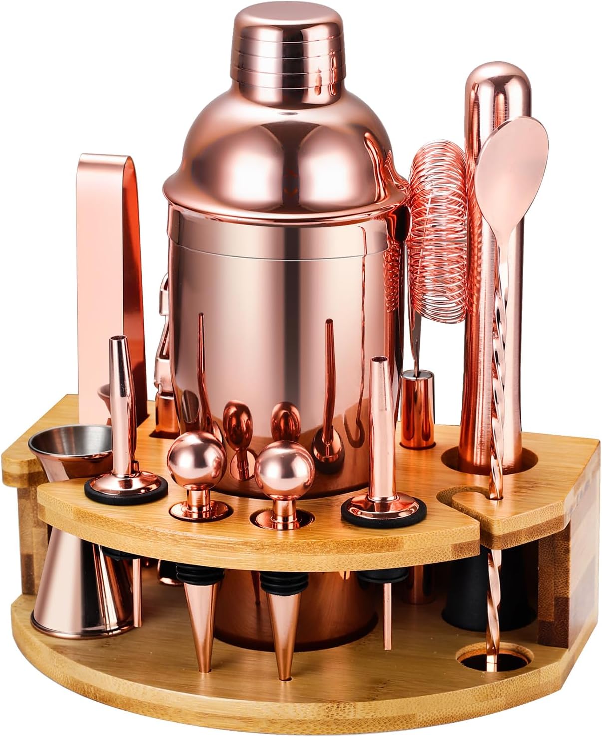 Kit Cocktail 12 Pièces en Acier Inoxydable et Bambou rose Vendos85 - Mathon