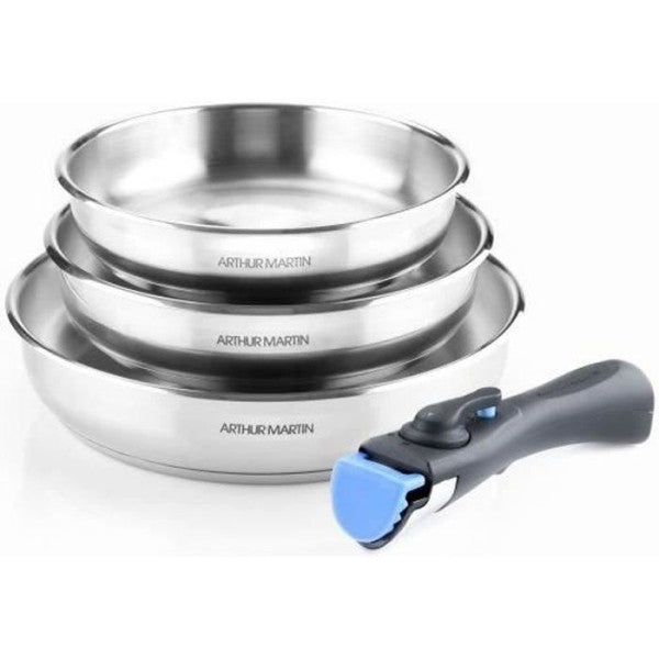 Set De 3 Poeles 20-24-26 Cm Arthur Martin Am1410 - Acier Inoxydable - Arthur Martin - Mathon - 1