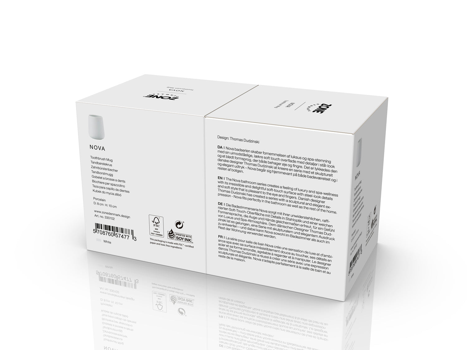 Gobelet pour brosse à dents NOVA en porcelaine et softtouch Blanc Zone Denmark - Mathon - 5