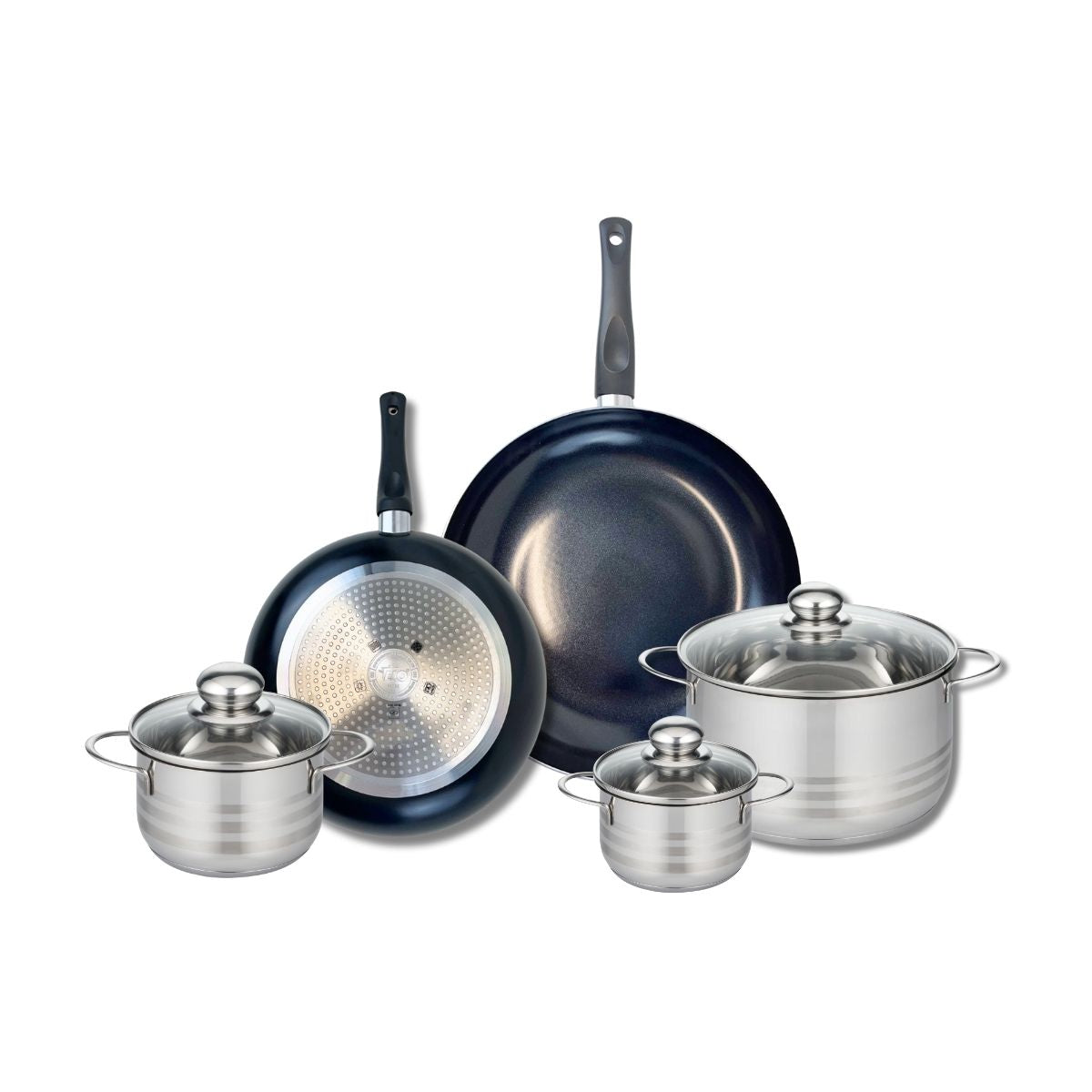 Ensemble de 2 Poêles de cuisson 24 et 28 cm et 3 faitouts 12, 14 et 20 cm  Prima Brillant Elo - Mathon - 1