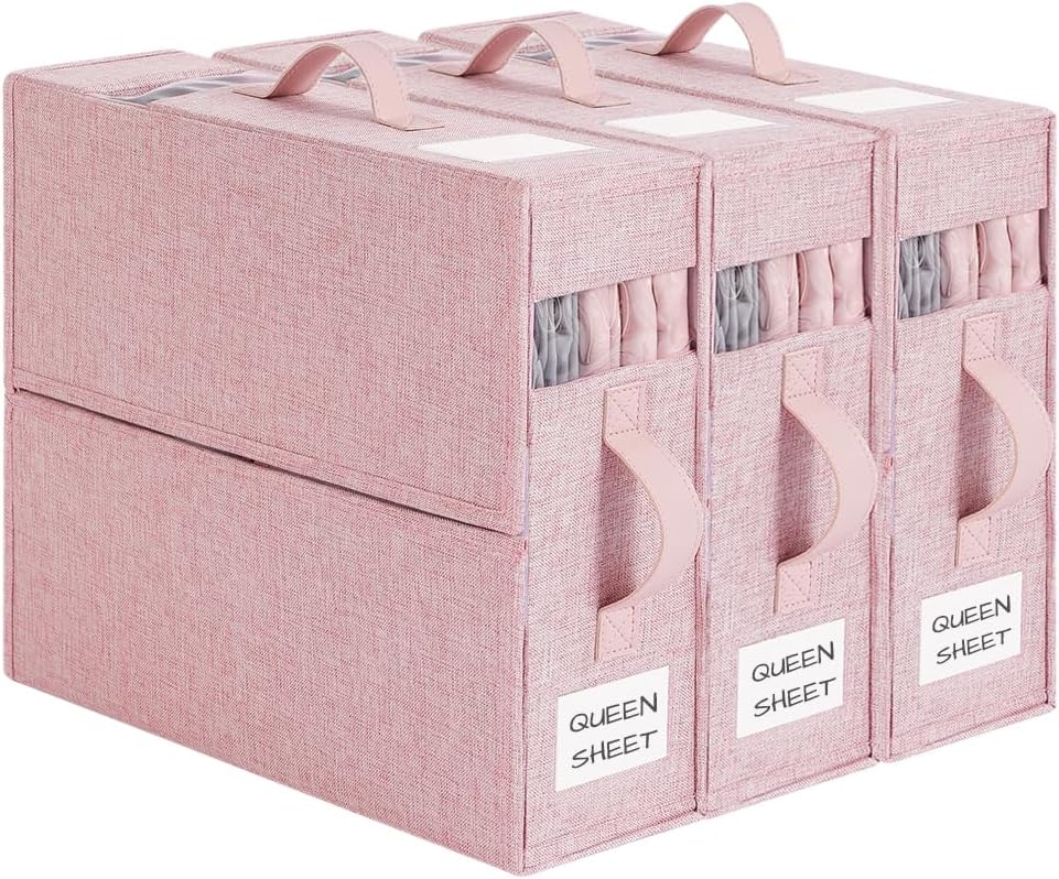 Set de 3 organiseurs de draps pliables roses Vendos85 - Mathon