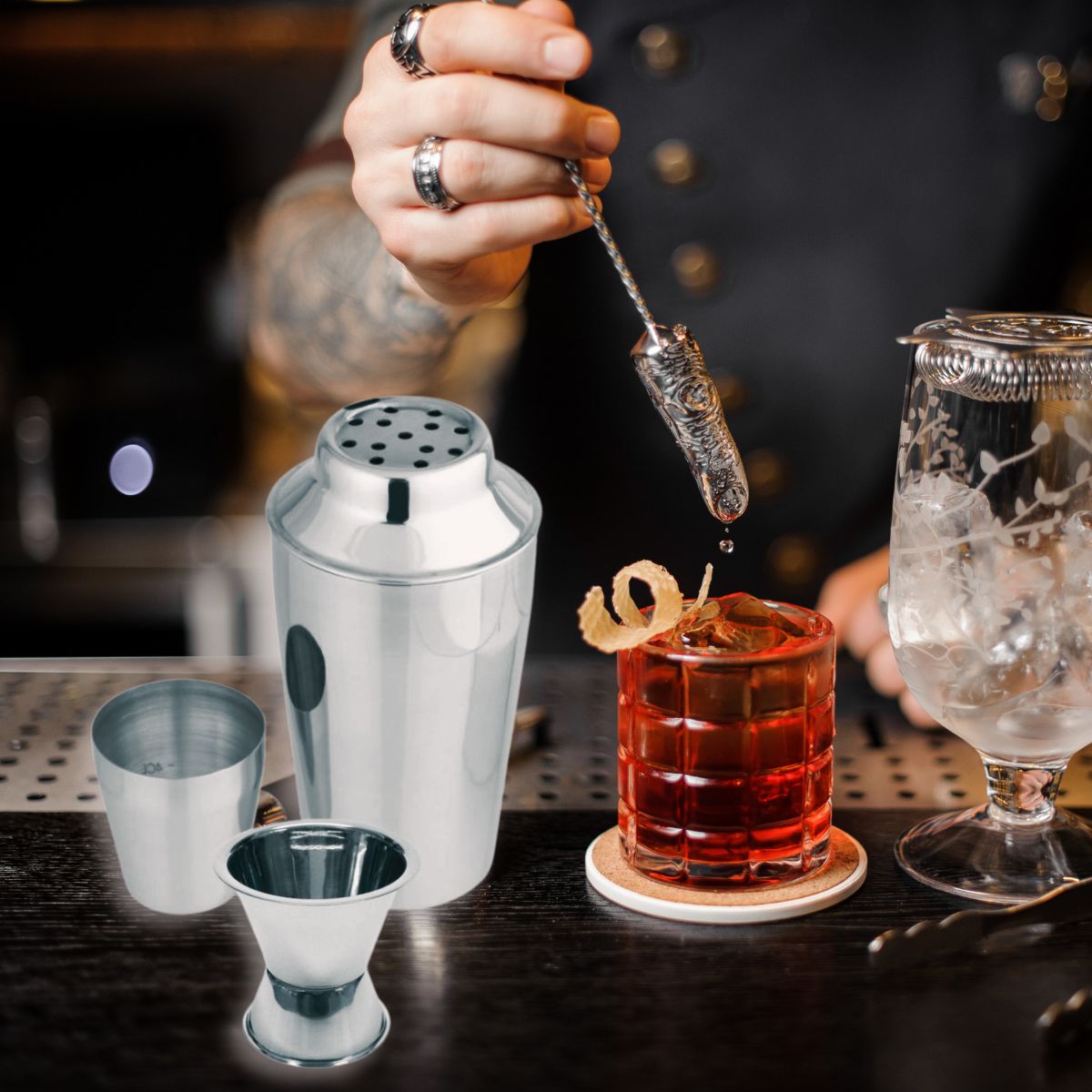 Set Shaker à cocktails en inox 400 ml et Doseur à alcool 2 cl et 4 cl  Bar Concept Fackelmann - Mathon - 2