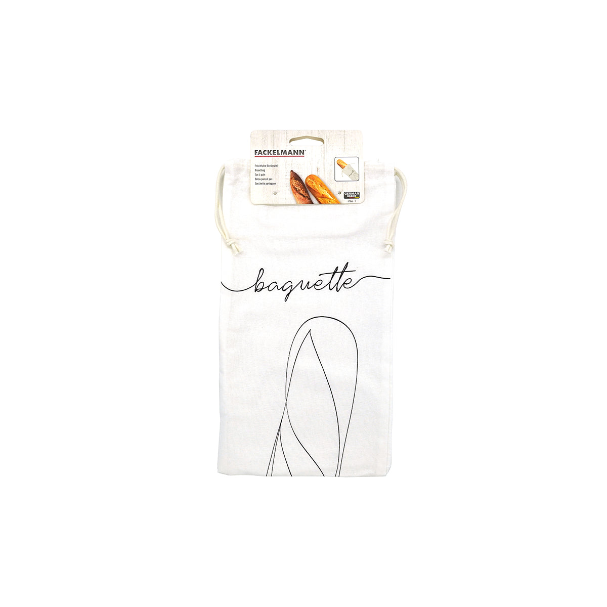 Set de 3 ustensiles pour le pain avec Huche à pain en bois pain et 2 Sacs de conservation en coton  Boissellerie Fackelmann - Mathon - 5