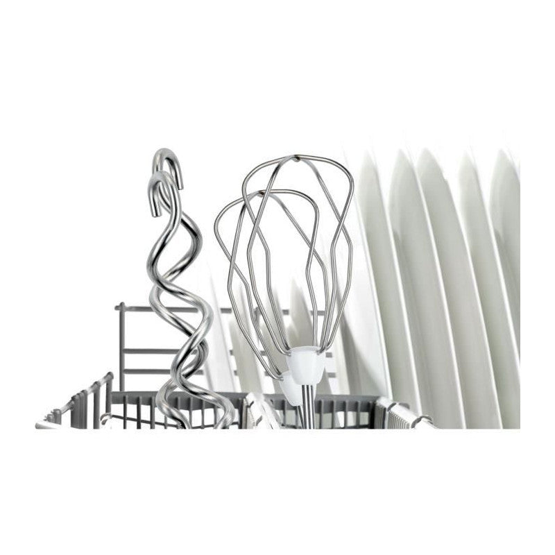 Batteur Ergomixx 450 W -   Mfq36400 Blanc/gris - 5 Vitesses+turbo - 2 Fouets Inox - 2 Crochets Pétrisseurs Inox - Bosch - Mathon - 3