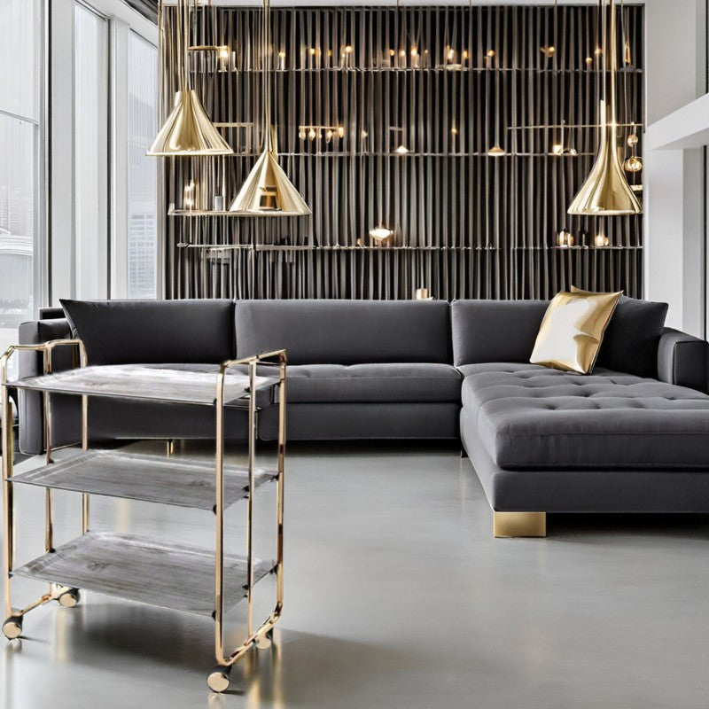 Desserte pliante 3 niveaux avec roulettes – structure recouverte d