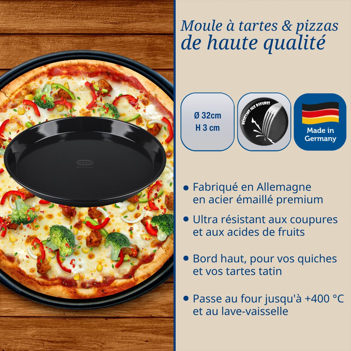 Plat à four pour tartes et pizzas 32 cm  Tradition Dr. Oetker - Mathon - 3