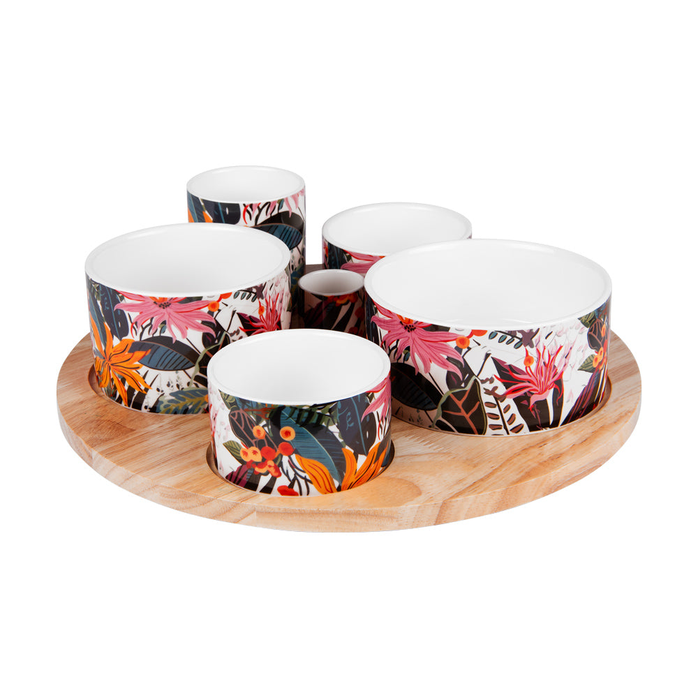 Service apéritif 6 pièces Taiana 31 cm Table passion - Mathon - 1