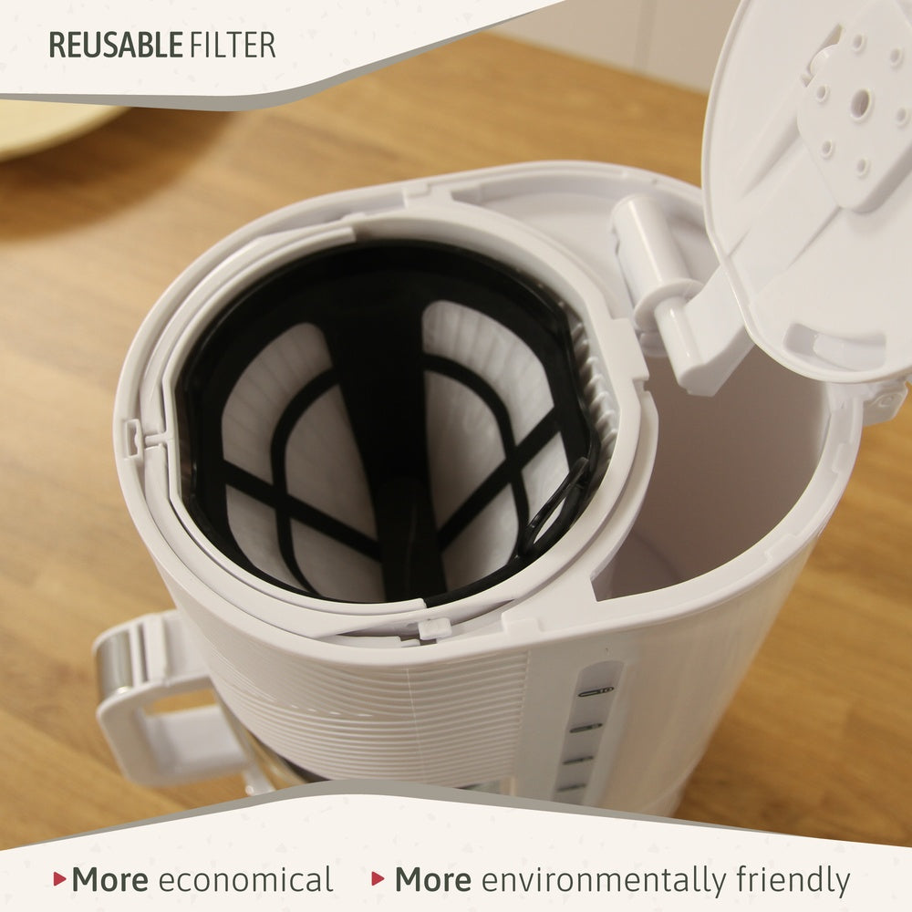 Elegance Cafetière Filtre 10 Tasses Machine à Café, Filtre Réutilisable 1,25L 1000 Blanc CM1171WHT - Mathon - 4