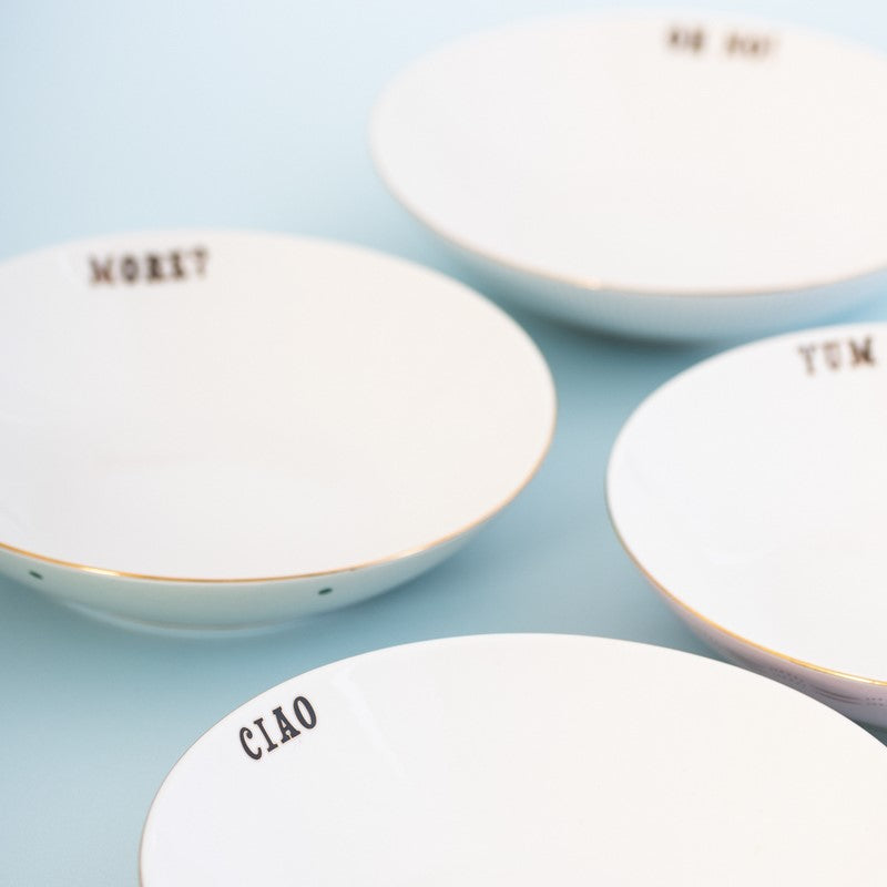 Coffret de 4 assiettes à pâtes 23cm - Slogan Yvonne Ellen - Mathon - 2