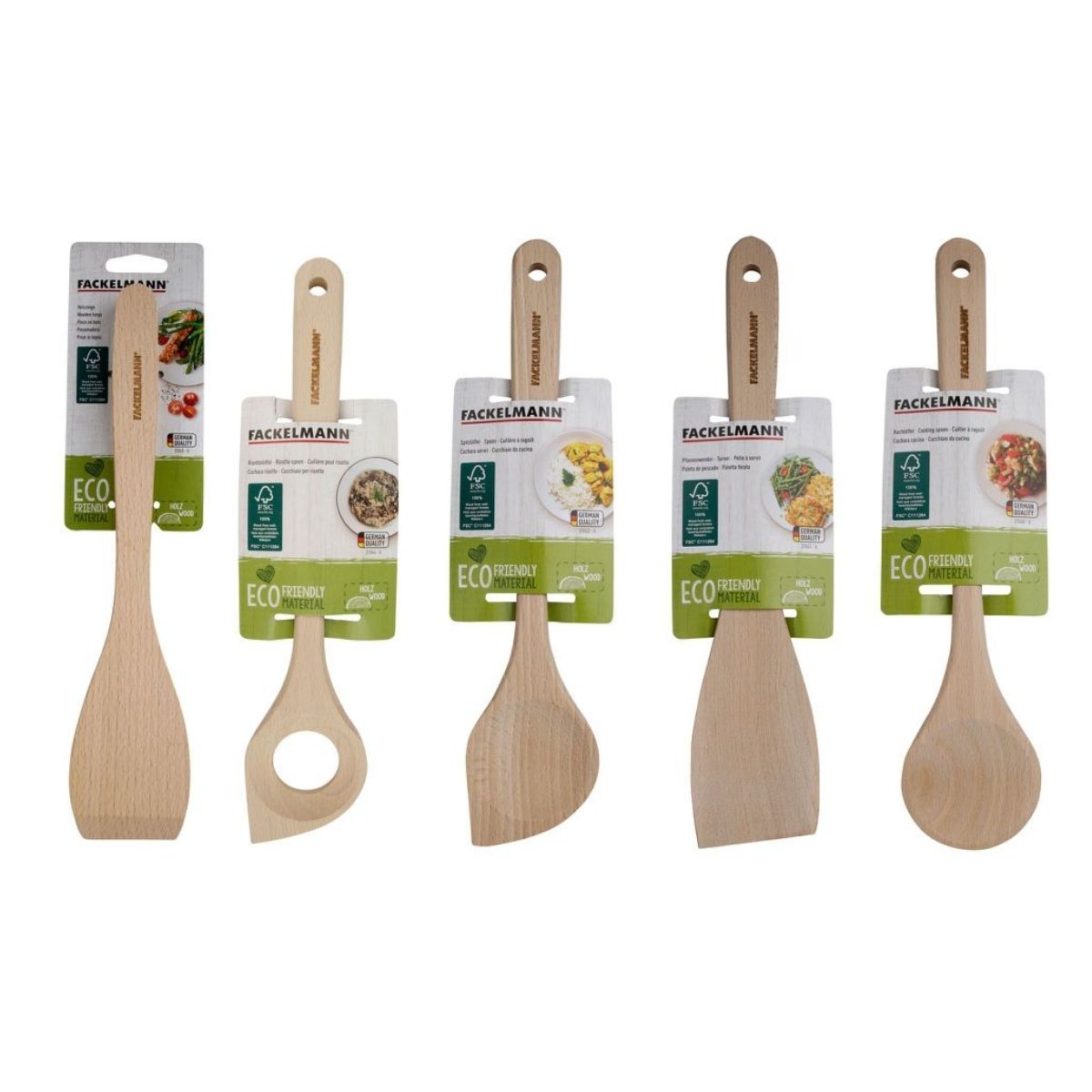 Ensemble de pince, spatule et cuillères en bois FSC  Nature Fackelmann - Mathon - 7